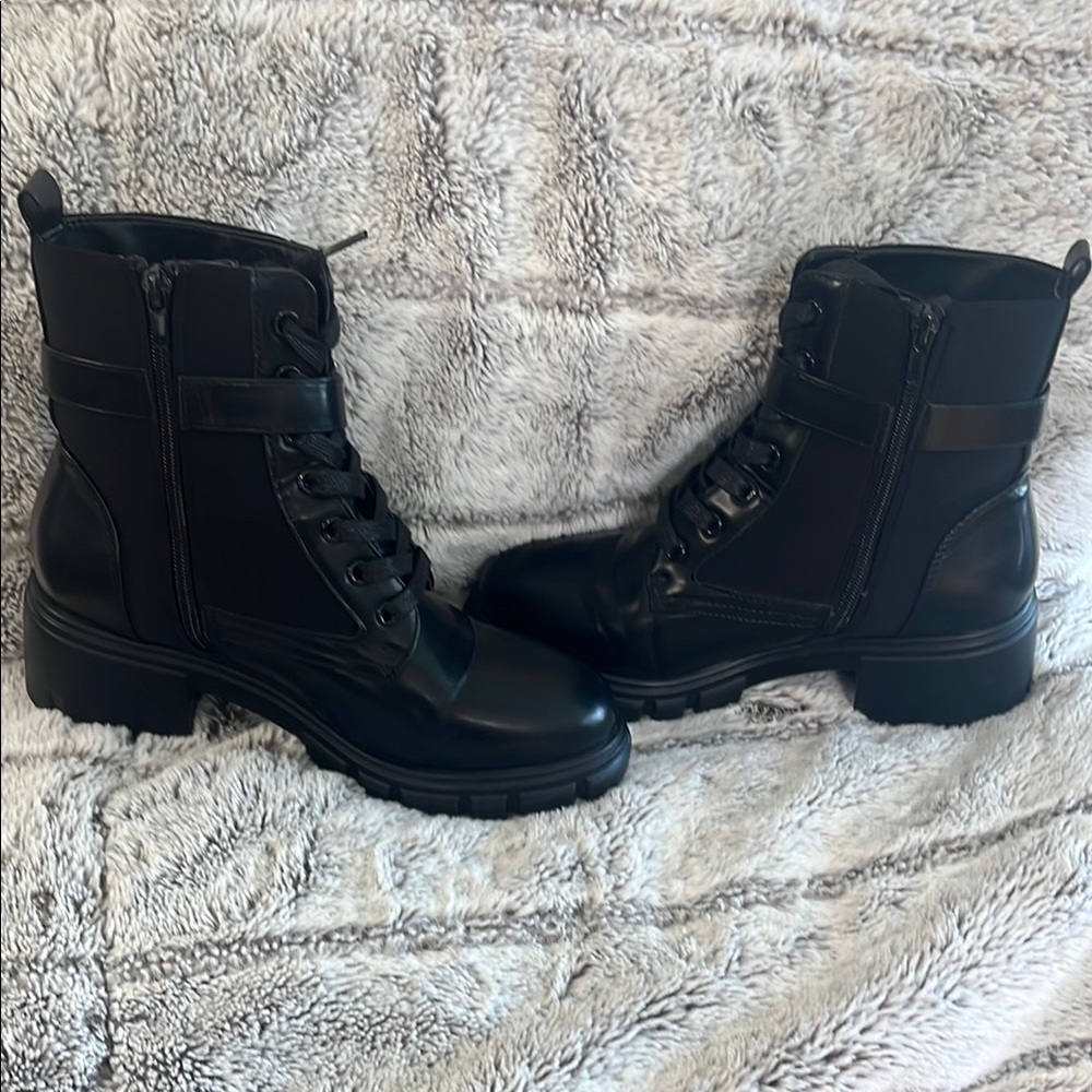 Black Faux Leather Tanzi Ankle Boots - Picture 6 of 7